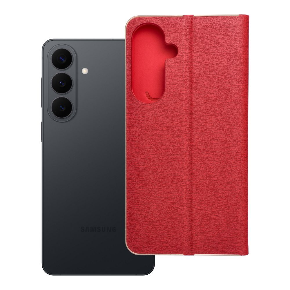 Husa Luna Book Auriu Flip pentru Samsung S26 Plus Rosu