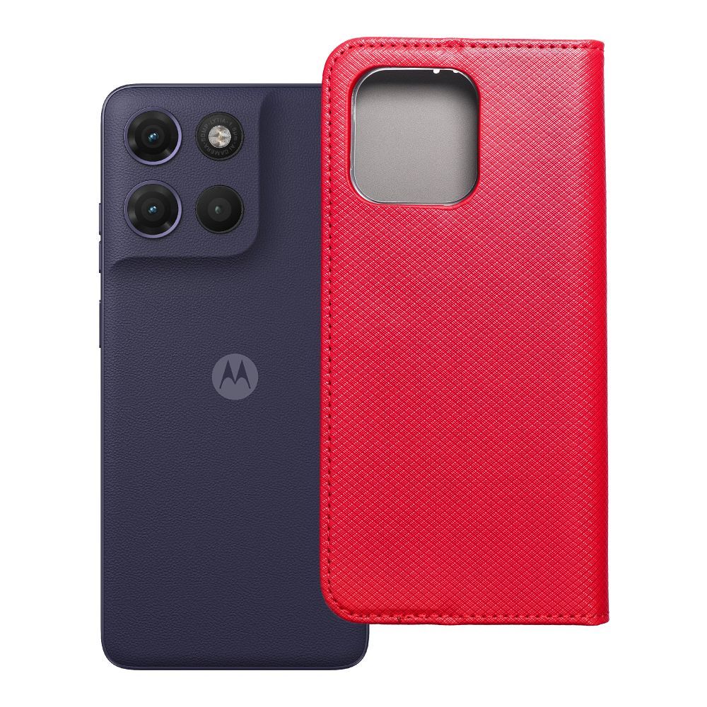 Husa Smart Book pentru Motorola G17 Power Rosu