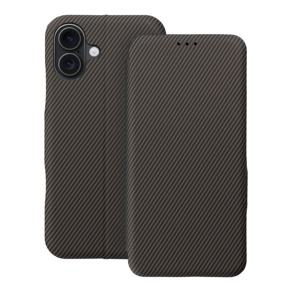 Husa Folio Side Magnet Flip pentru iPhone 16 Plus Maro