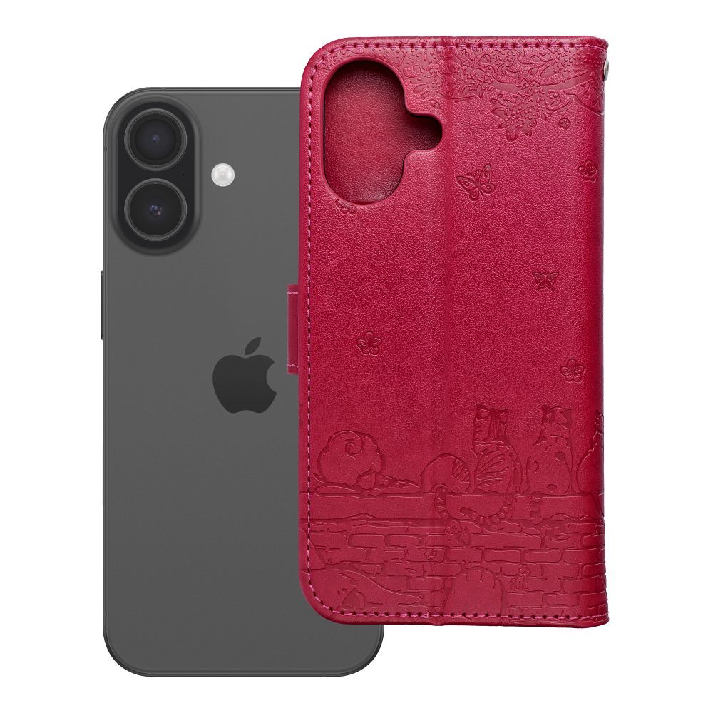 Husa Mezzo Book Flip pentru iPhone 17 / 18 Cats Rosu