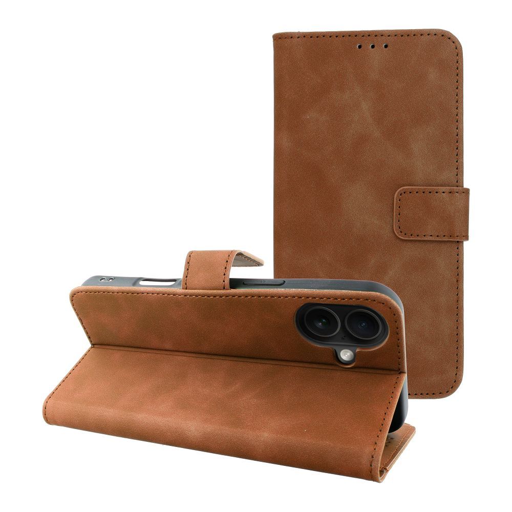 Husa Tender Book Flip pentru iPhone 16 Plus Maro