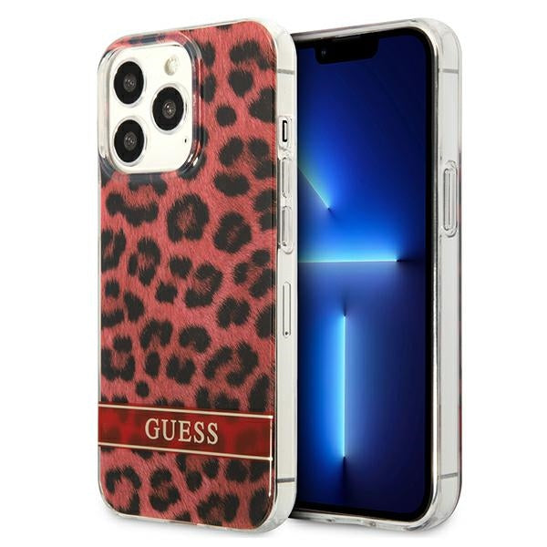 Husa Guess iPhone 13 Pro / 13 6.1" Rosu/Rosu Hardcase Leopard