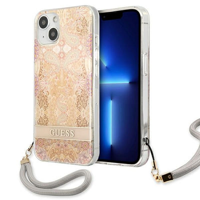 Curea Guess iPhone 13 Mini 5.4" Auriu/Auriu Hardcase Flower