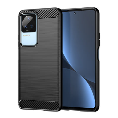 Husa Carbon pentru Xiaomi Poco F4 5G Flexible Silicone Carbon Cover Negru