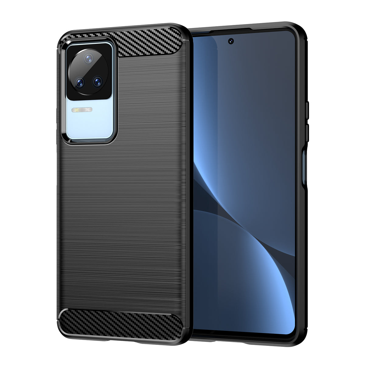 Husa Carbon pentru Xiaomi Poco F4 5G Flexible Silicone Carbon Cover Negru