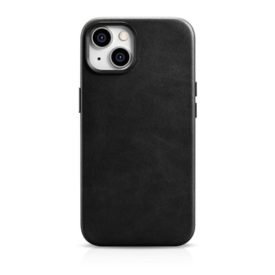 Husa Icarer Oil Wax Premium Leather iPhone 14 Plus Magnetic Leather cu Magsafe Negru (Wmi14220703-bk)