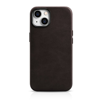 Husa Icarer Oil Wax Premium Leather iPhone 14 Plus Magnetic Leather cu Magsafe Maro (Wmi14220703-bn)