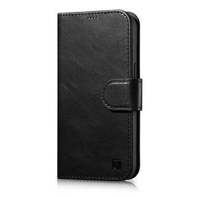 Husa Icarer Oil Wax Wallet 2in1 Cover iPhone 14 Plus Anti-rfid Leather Flip Negru (Wmi14220723-bk)