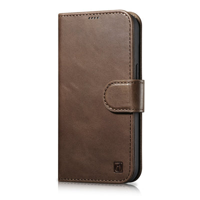 Husa Icarer Oil Wax Wallet 2in1 Cover iPhone 14 Plus Anti-rfid Leather Flip Maro (Wmi14220723-bn)