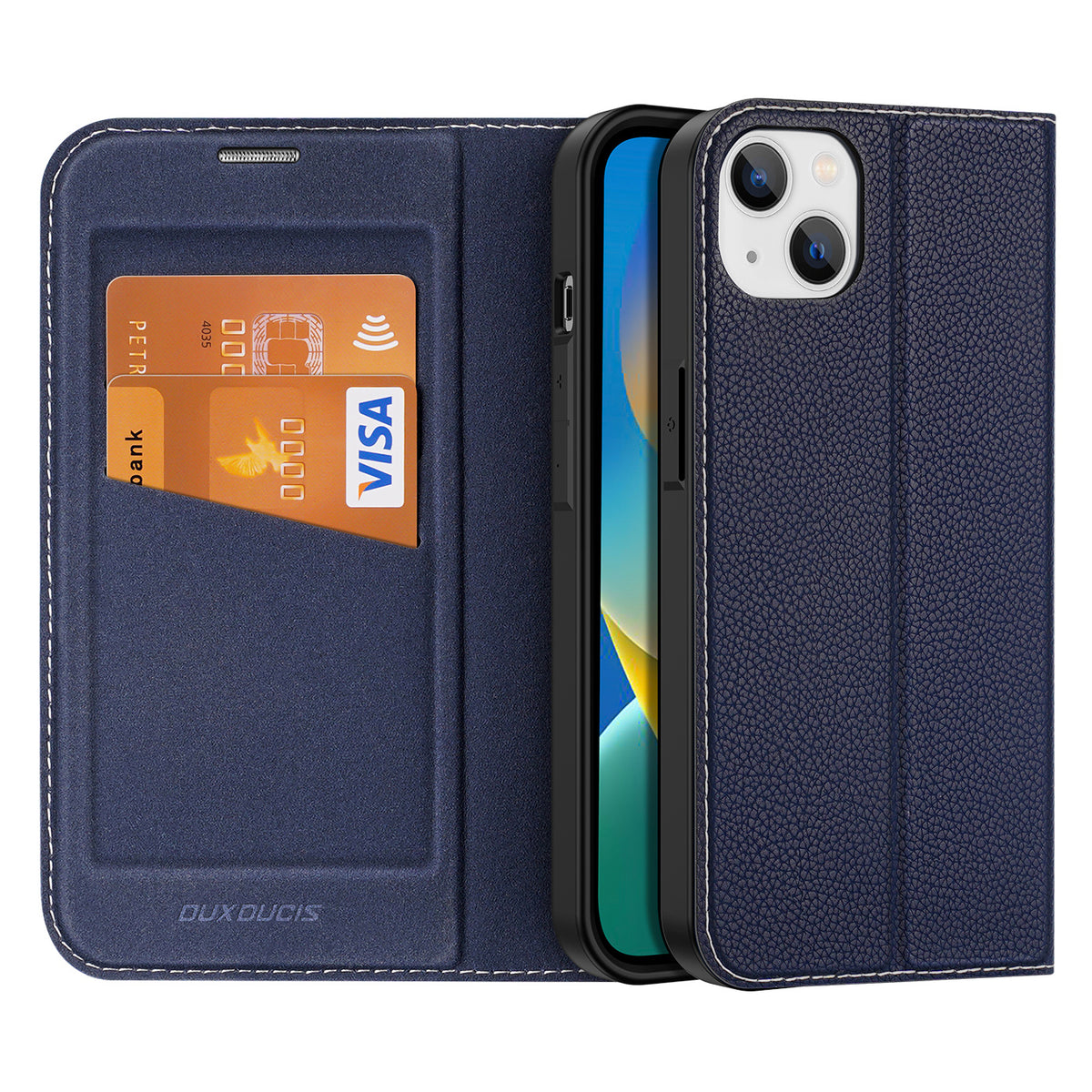 Husa Dux Ducis Skin X2 pentru iPhone 14 Plus cu Magnetic Flap Albastru
