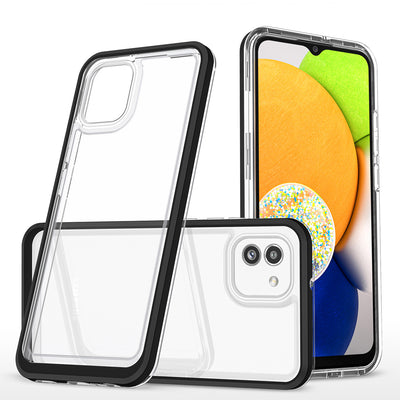 Husa Transparent 3in1 pentru Samsung Galaxy A03 Silicone Cover cu Frame Negru