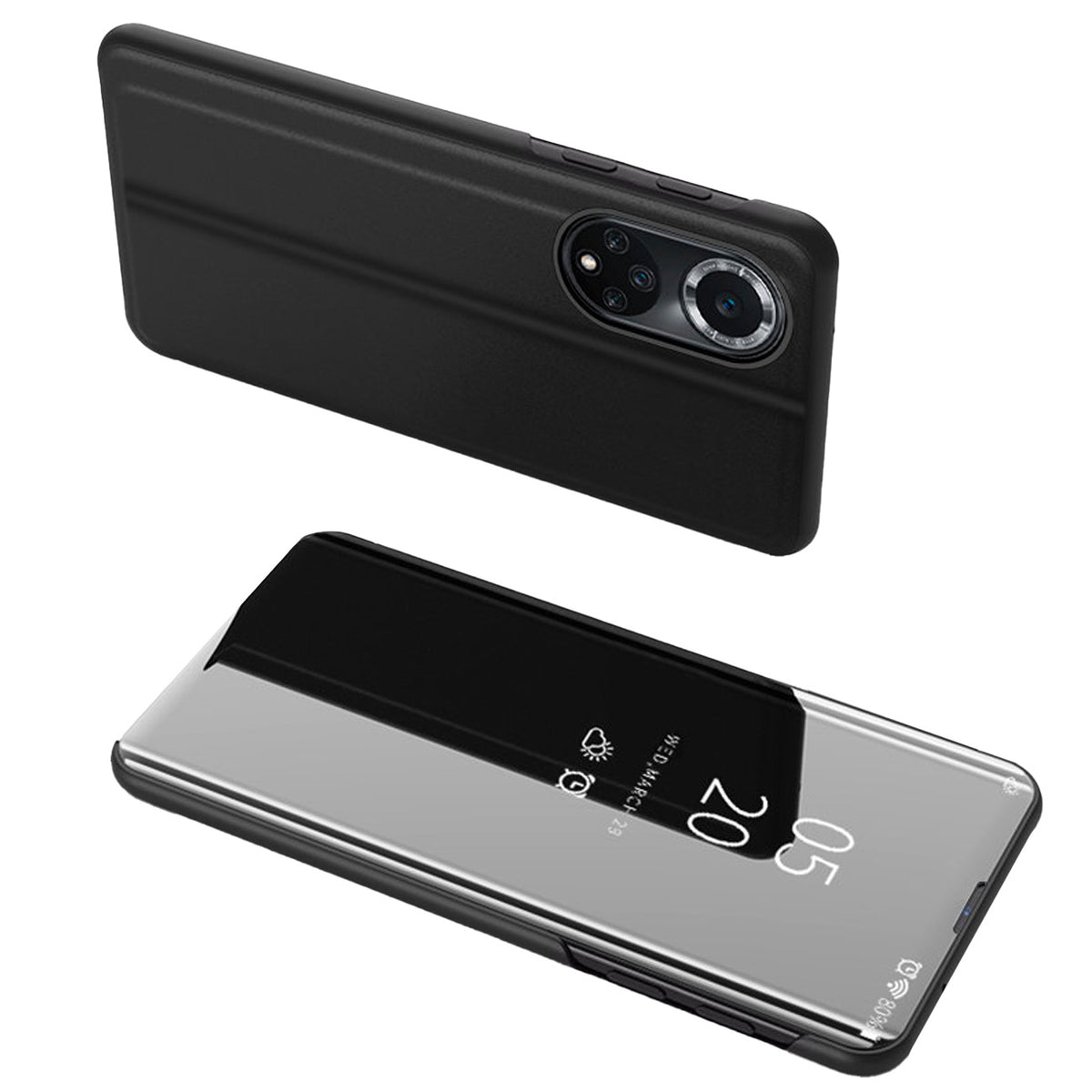 Husa Transparent View pentru Huawei Nova 9 Flip Negru