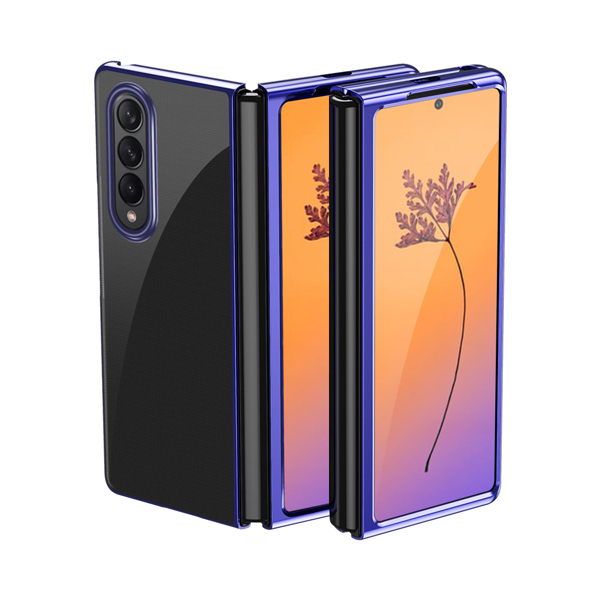 Husa Plating pentru Samsung Galaxy Z Fold 4 Cover cu A Metallic Frame Albastru