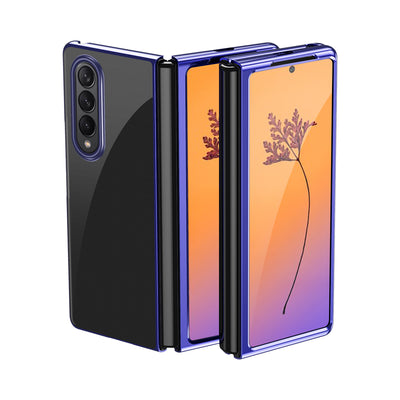 Husa Plating pentru Samsung Galaxy Z Fold 4 Cover cu A Metallic Frame Albastru