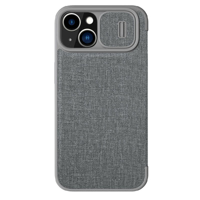 Husa Nillkin Qin Cloth Pro pentru iPhone 14 Plus Camera Cover Holster Cover Flip Gri
