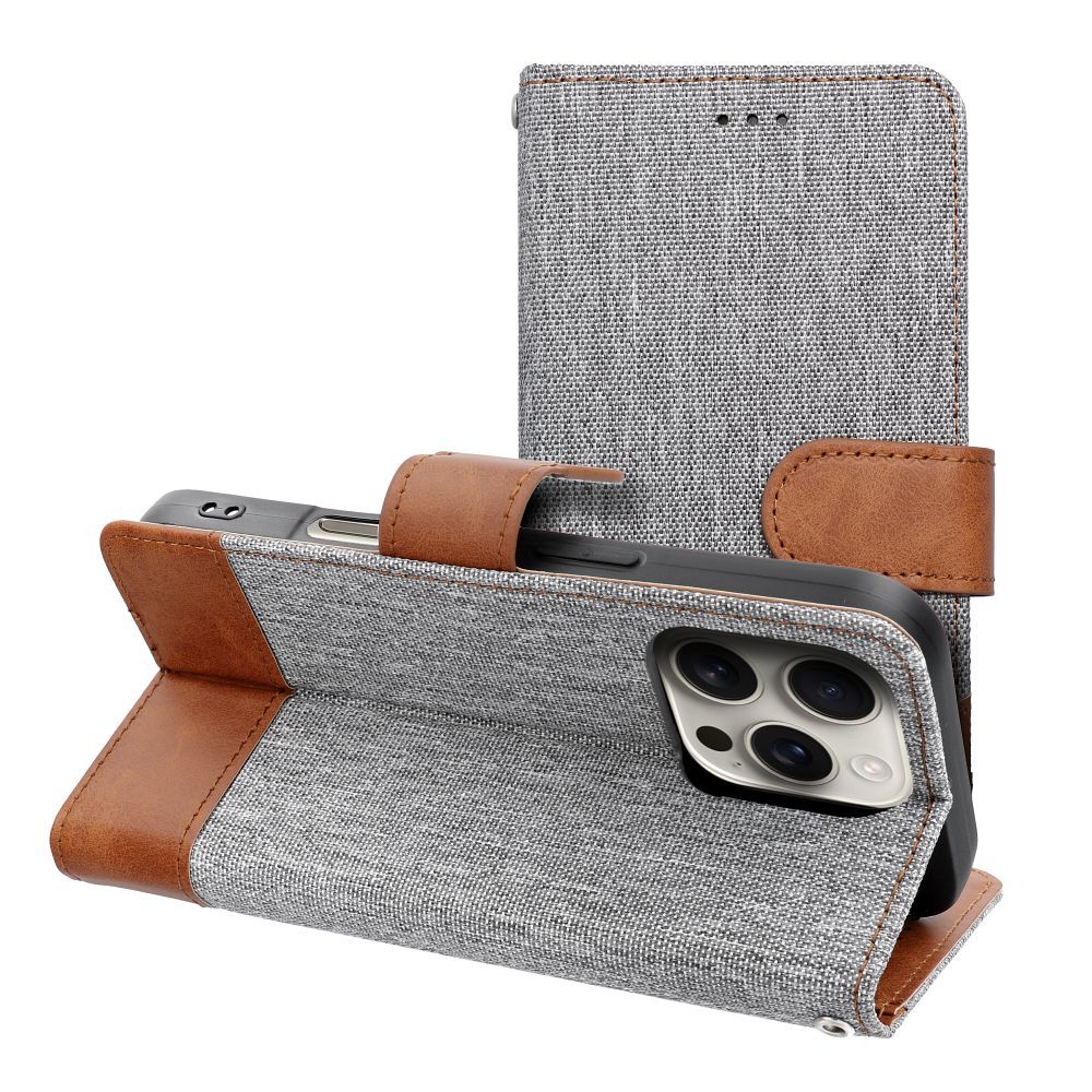 Husa Jeans Book Flip pentru iPhone 17 PRO MAX / 18 PRO MAX Gri