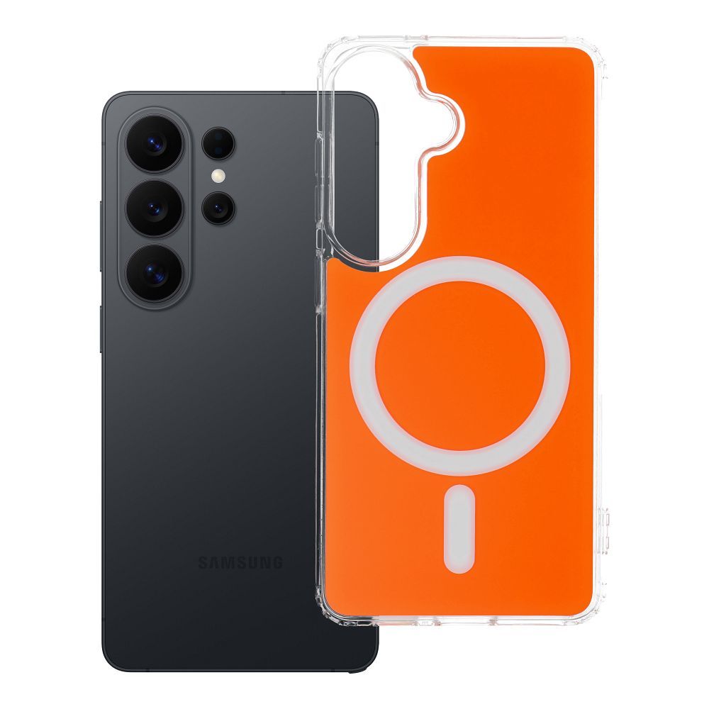 Husa Transparent Fusion Mag pentru Samsung S26 Compatible cu Magsafe Hermes Portocaliu