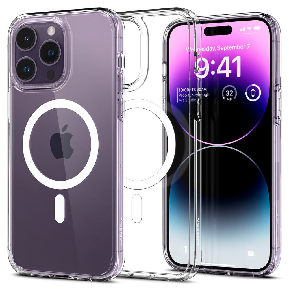 Husa Spigen Ultra Hybrid Mag cu Magsafe pentru iPhone 14 Pro - Transparent/Alb
