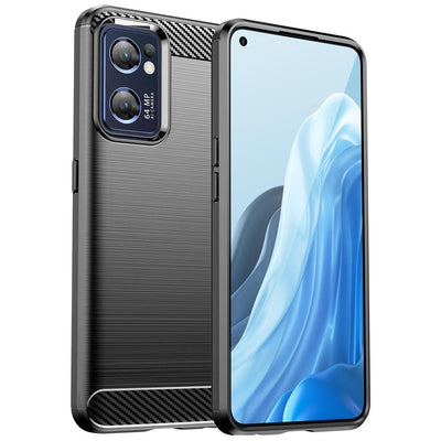 Husa Carbon pentru Realme Narzo 50 5G Flexible Silicone Carbon Cover Negru
