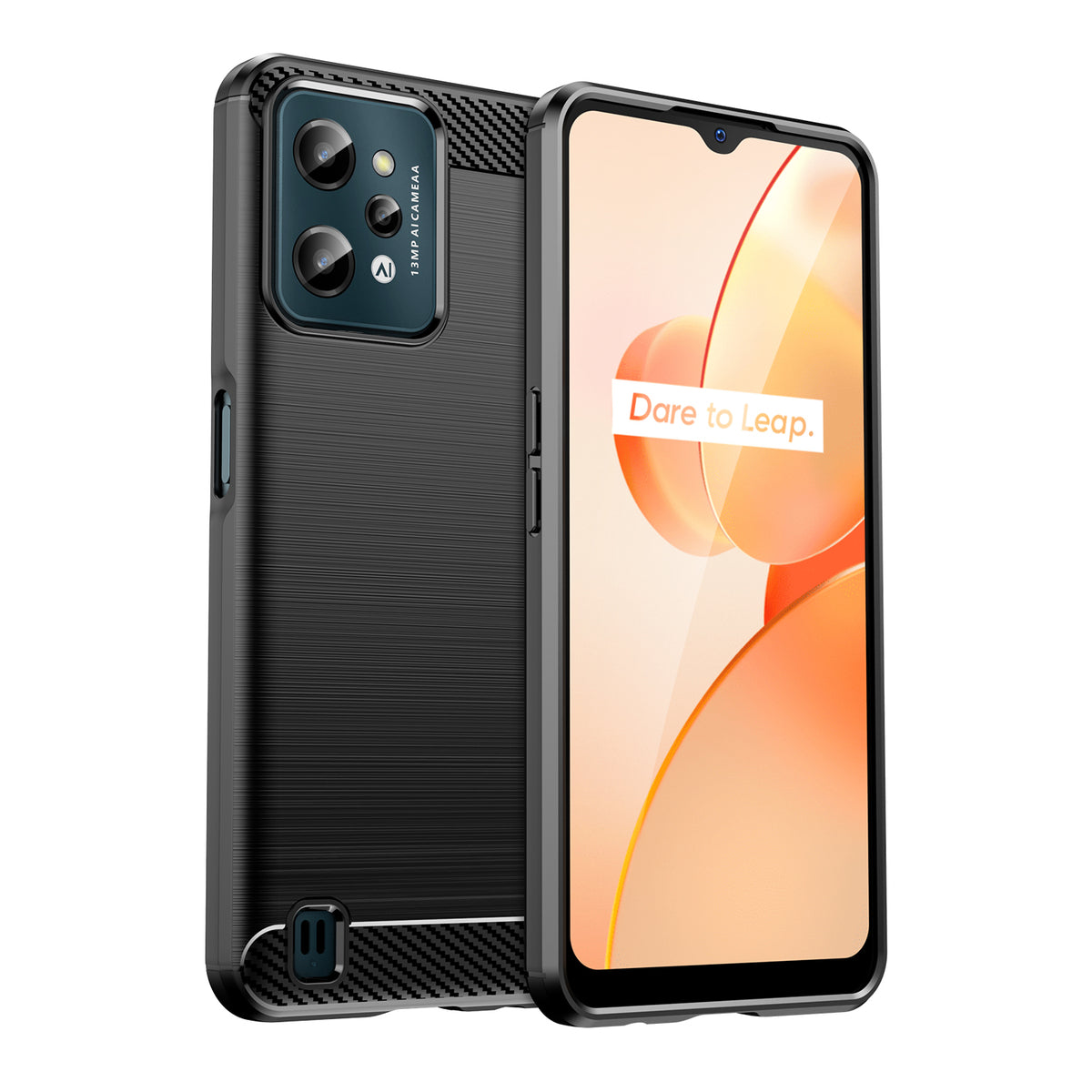Husa Carbon pentru Realme C31 Flexible Silicone Carbon Cover Negru