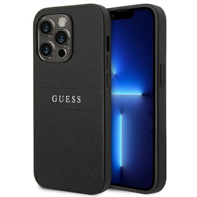 Husa Guess Saffiano Curea pentru iPhone 14 Pro - Negru