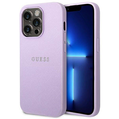 Husa Guess Saffiano Curea pentru iPhone 14 Pro - Mov