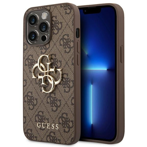 Husa Guess 4G Big Metal Logo pentru iPhone 14 Pro - Maro