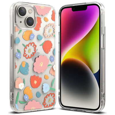 Husa Ringke Fusion Design Armored Sleeve Cover cu Gel Frame pentru iPhone 14 Plus Transparent (Floral)
