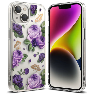 Husa Ringke Fusion Design Armored Cover cu Gel Frame pentru iPhone 14 Plus Transparent (Mov Rose)