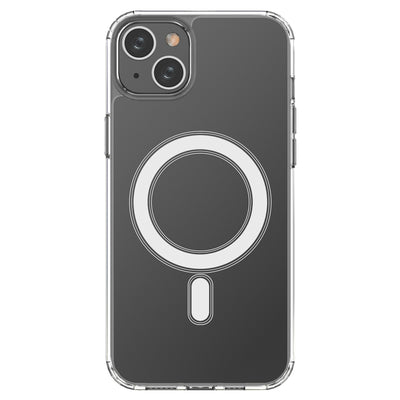 Husa Transparent Magnetic cu Magsafe pentru iPhone 14 Plus cu Argintiu Ring - Transparent