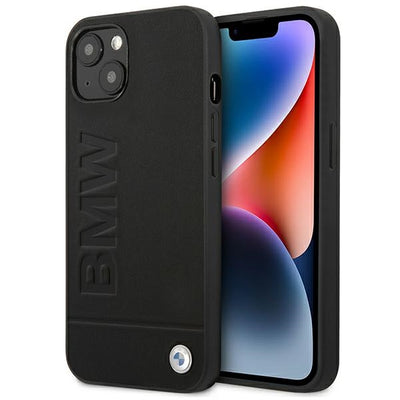 Husa BMW iPhone 14 Plus 6.7 "Negru / Negru Leather Stamp