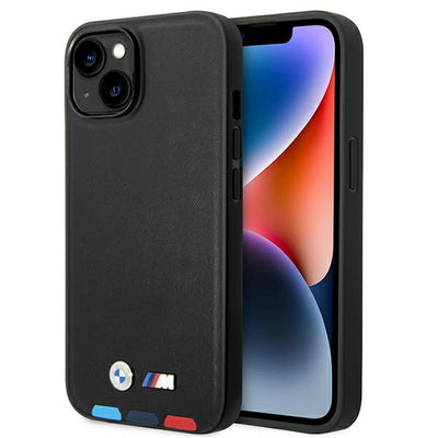 Husa BMW Bmhmp14m22ptdk iPhone 14 Plus 6.7 "Negru / Negru Leather Stamp Tricolor Magsafe