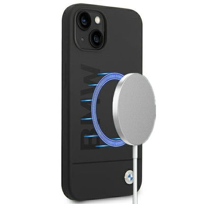 Husa BMW iPhone 14 Plus 6.7 "Negru / Negru Hardcase Silicone Signature Logo Magsafe