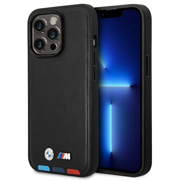 Husa BMW Bmhmp14x22ptdk iPhone 14 Pro Max 6.7 "Negru / Negru Leather Stamp Tricolor Magsafe