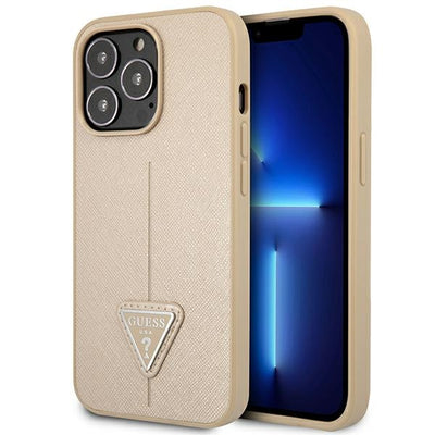Husa Guess iPhone 14 Pro 6,1 "Bej / Bej Hardcase Saffianotriangle Logo