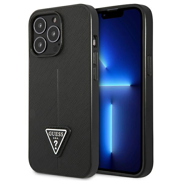 Husa Guess iPhone 14 Pro 6.1" Negru/Negru Hardcase Saffianotriangle Logo