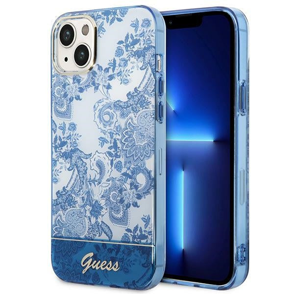 Husa Guess iPhone 14 Plus 6.7" Albastru/Albastru Hardcase Porcelain Collection