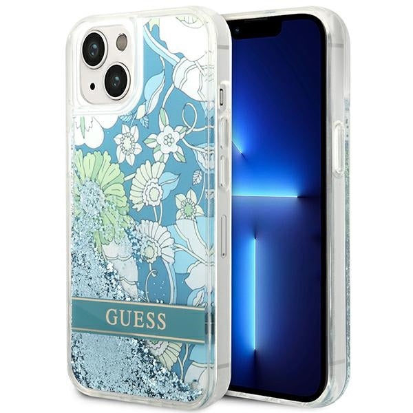 Husa Guess iPhone 14 Plus 6.7 "Verde / Verde Hardcase Flower Liquid Glitter