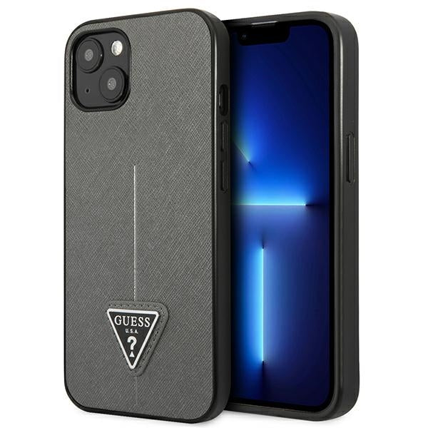 Husa Guess iPhone 14 6.1 "Argintiu / Argintiu Hardcase Saffianotriangle Logo