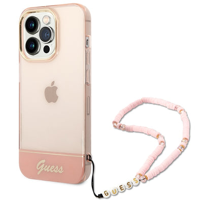 Curea Guess iPhone 14 Pro Max 6.7" Roz/Roz Hardcase Translucent Pearl