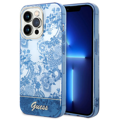 Husa Guess iPhone 14 Pro Max 6.7" Albastru/Albastru Hardcase Porcelain Collection