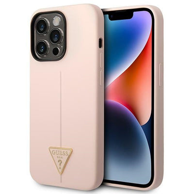 Husa Guess iPhone 14 Pro Max 6.7" Roz/Roz Hardcase Silicone Triangle