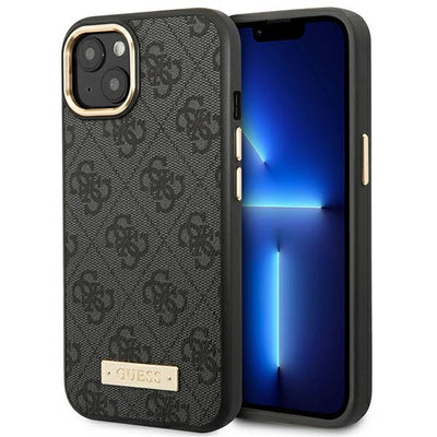 Husa Guess Guhmp14mu4gprk iPhone 14 Plus 6.7 "Negru / Negru Hard 4G Logo Plate Magsafe