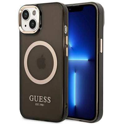 Husa Guess Guhmp14shtcmk iPhone 14 6.1" Negru/Negru Hard Auriu Outline Translucent Magsafe