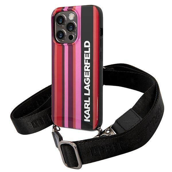 Curea Karl Lagerfeld iPhone 14 Pro Max 6.7 "Hardcase Roz / Roz Color Stripes
