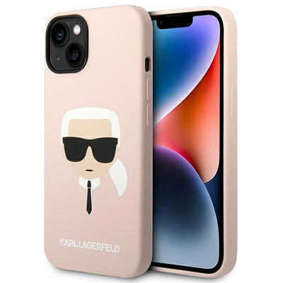 Husa Karl Lagerfeld Silicone Karl's Head Magsafe pentru iPhone 14 Plus - Roz deschis