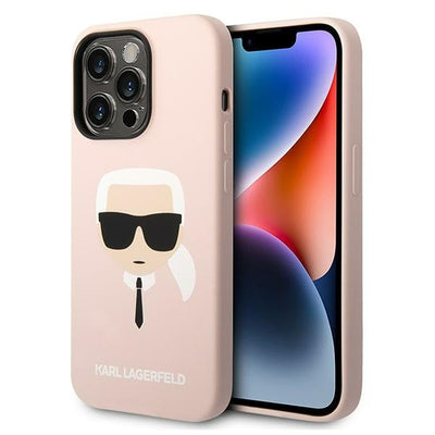 Husa Karl Lagerfeld iPhone 14 Pro Max 6.7 "Hardcase Roz deschis / Roz deschis Silicone Karl`S Head Magsafe