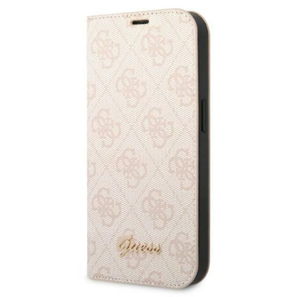 Husa Guess Gubkp14lhg4shp iPhone 14 Pro 6.1 "Roz / Roz Book 4G Vintage Auriu Logo