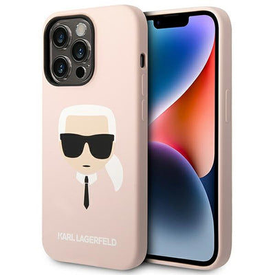 Husa Karl Lagerfeld iPhone 14 Pro Max 6.7 "Hardcase Roz / Roz Silicone Karl`S Head