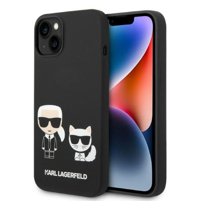 Husa Karl Lagerfeld iPhone 14 Plus 6.7 "Hardcase Negru / Negru Liquid Silicone Karl & Choupette Magsafe